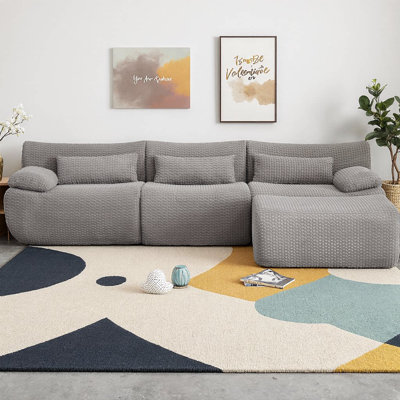 Canapé en forme de L surdimensionné surdimensionné, canapé modulaire moderne avec repose-pieds mobile, canapé en velours côtelé 4 places, sans assemblage, conception désossée moelleuse, support en éponge et à ressorts ensachés