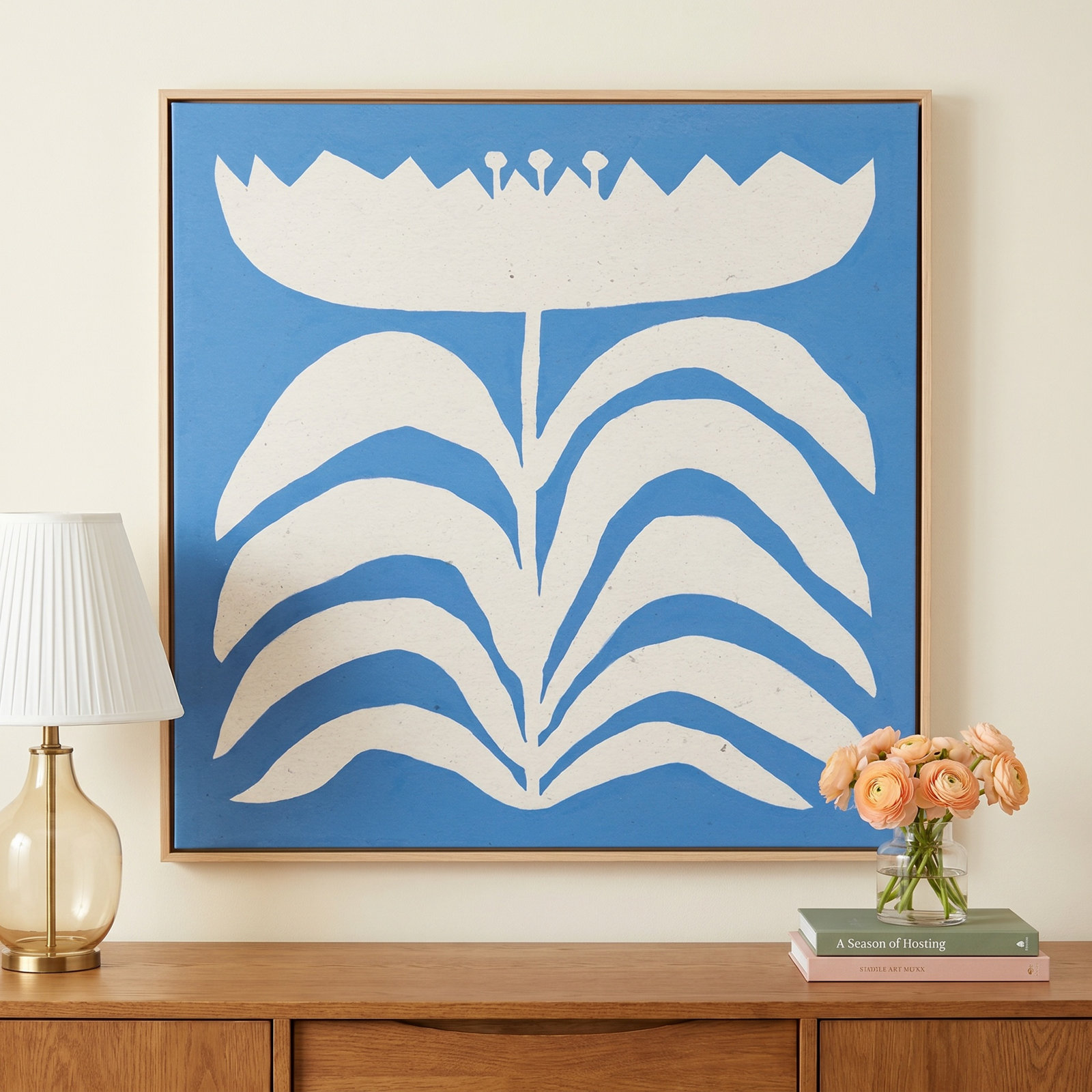 Delighted Floral II Blue Print, Brown, 33" H x 33" W x 1" D