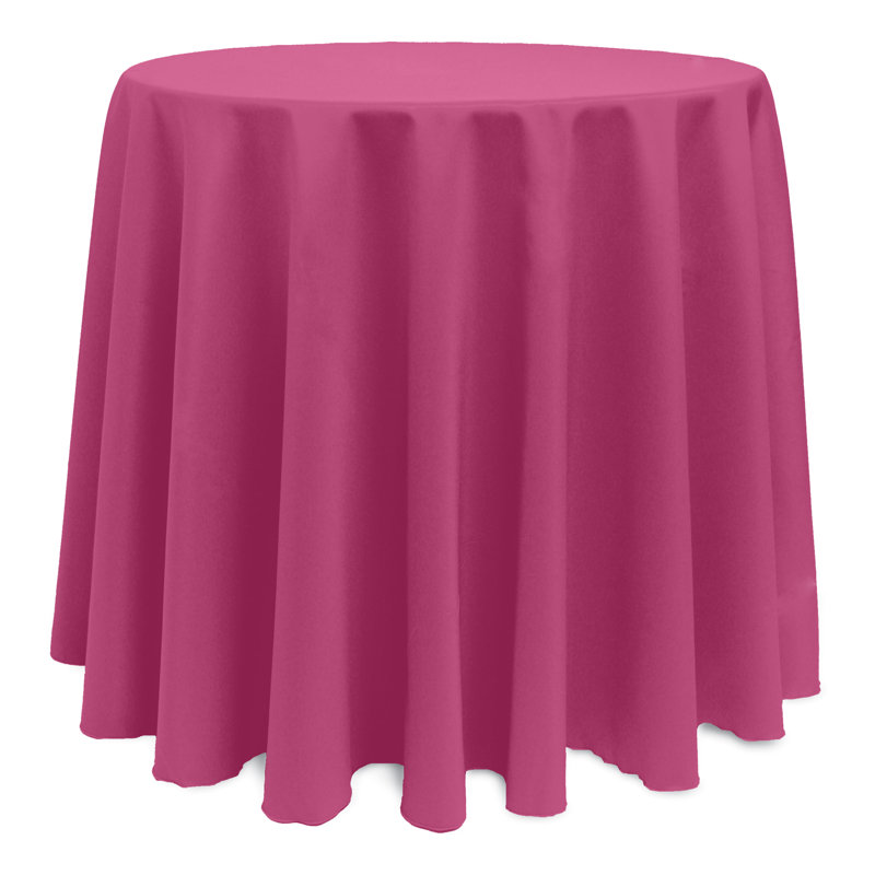 10 Pack Round Polyester Linen Tablecloth, 126" x 126", Hot Pink