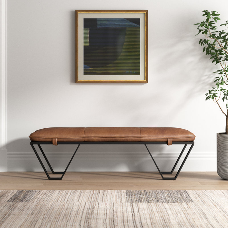 Skylar Upholstered Bench, Palermo Cognac Genuine Leather