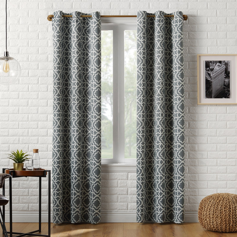 Wayfair Basics® Trellis Thermal Blackout Grommet Curtain Panel, Gray, 40" W x 84" L