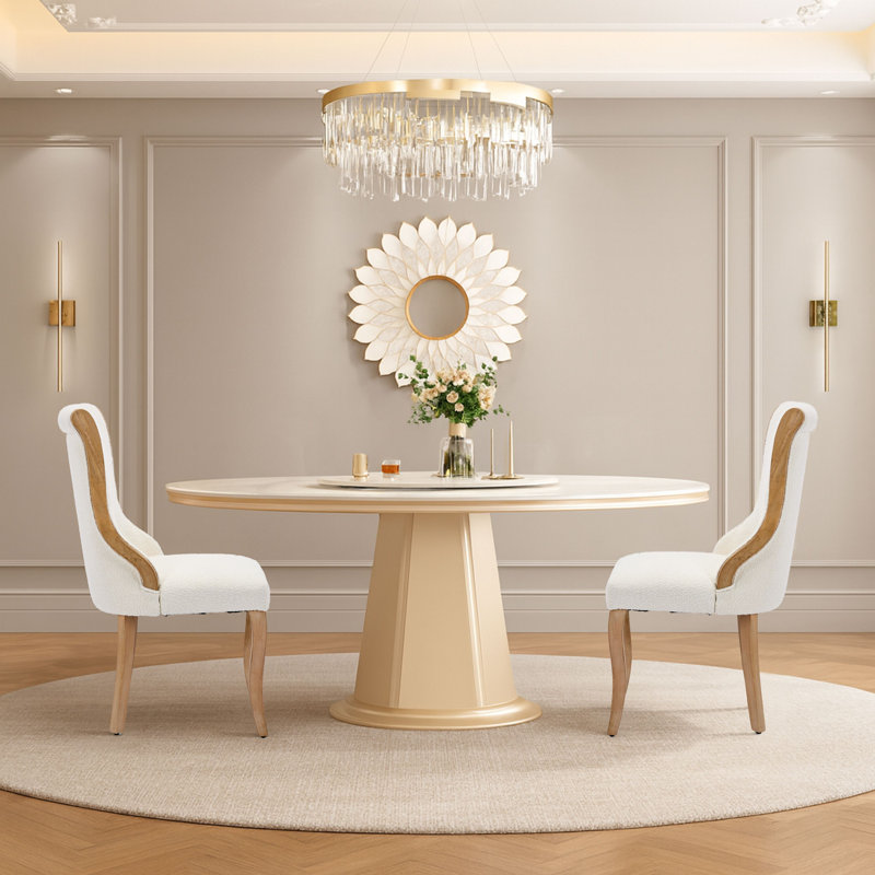 Ensemble de 2 chaises de salle à manger rembourrées Snow Velvet, Blanc