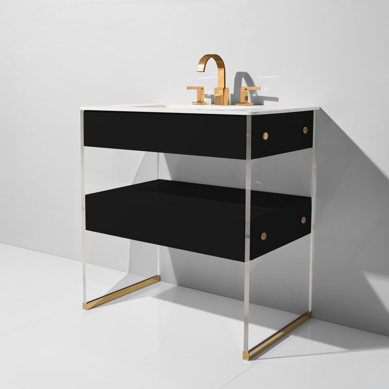 Ensemble de meuble-lavabo simple 36 po Mikiah, Noir