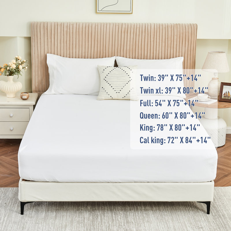 Sunflower Brushed Microfiber Fitted Sheet Only With Straps Fits Up To 14, Queen Fitted Sheet, White
