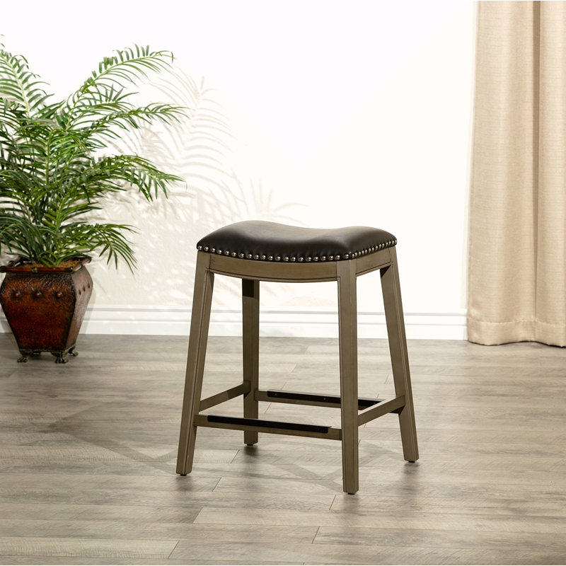 Tabouret à hauteur de comptoir 24 po, siège en cuir