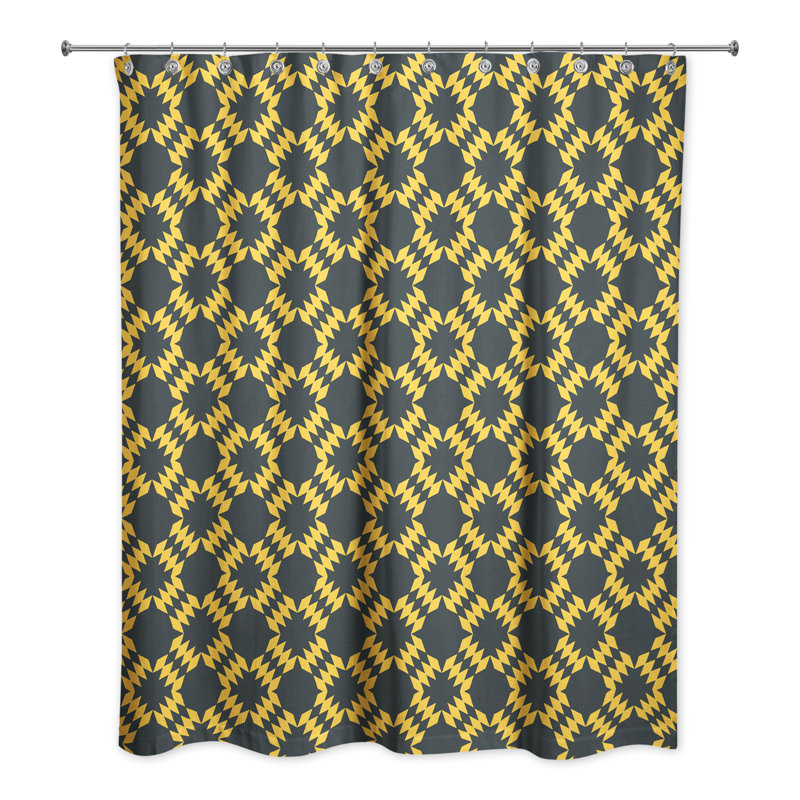 Rideau de douche simple Thorin, Jaune / Noir
