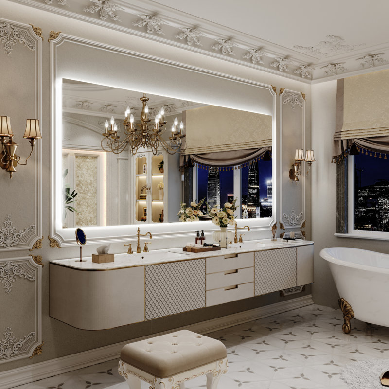 Miroir de salle de bain à DEL rétroéclairé sans cadre certifié Lunara UL, 84 po x 40 po