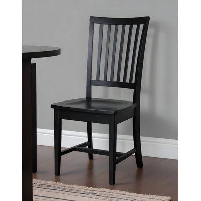Black Wood Slat Back Dining Side Chair