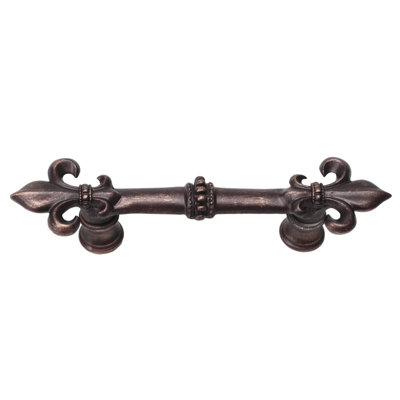 Charlemagne 4 inches c.c. pull with large Fleur De Lysin Satin
