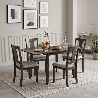 Ensemble de salle à manger moderne 5 pièces, table compacte avec abattant et 4 chaises rembourrées