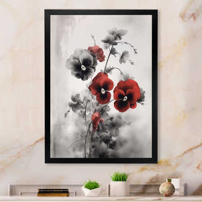" Red And Gray Minimalism Pansies I "