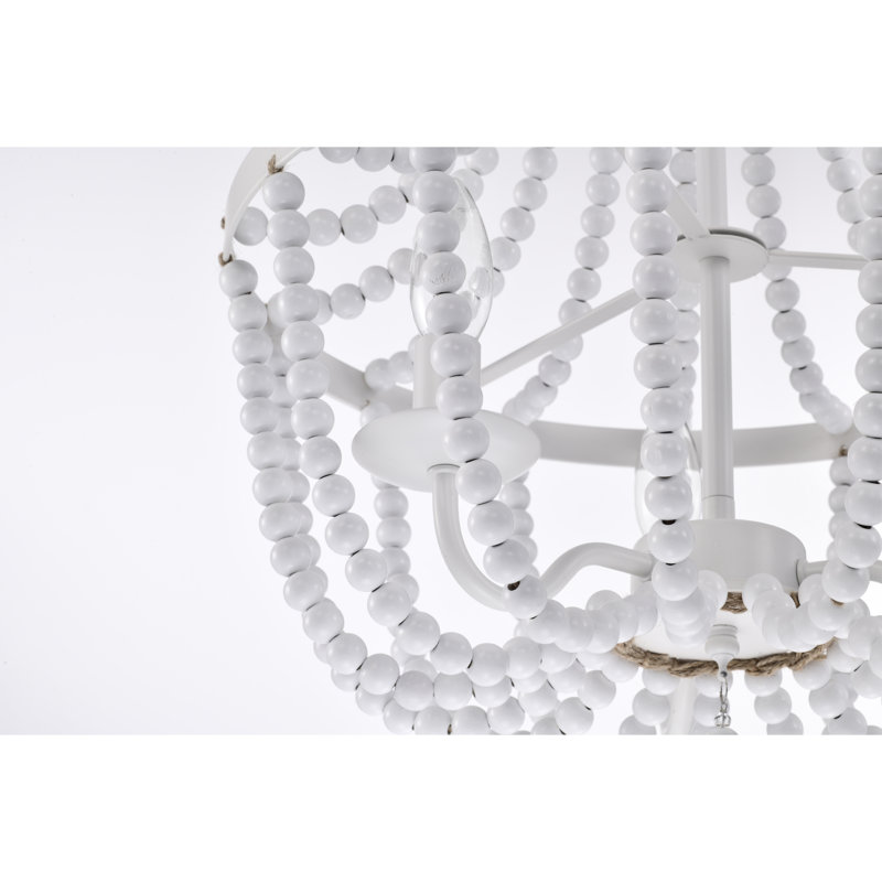 Luminaire suspendu unique à 3 lumières DEL avec détails perlés Demi