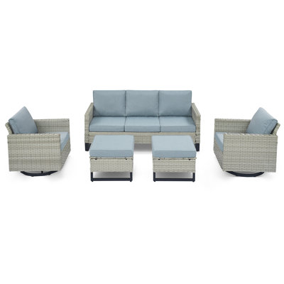 Ingvald 74" Wide Outdoor Wicker Patio Sofa with Cushions