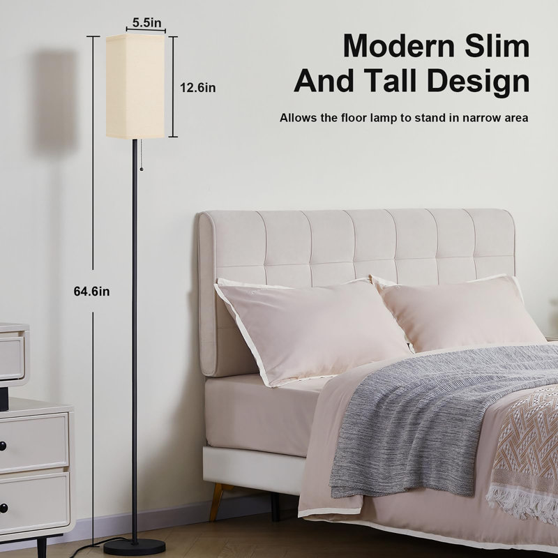 Lampe sur pied moderne 64 "pour le salon, Beige