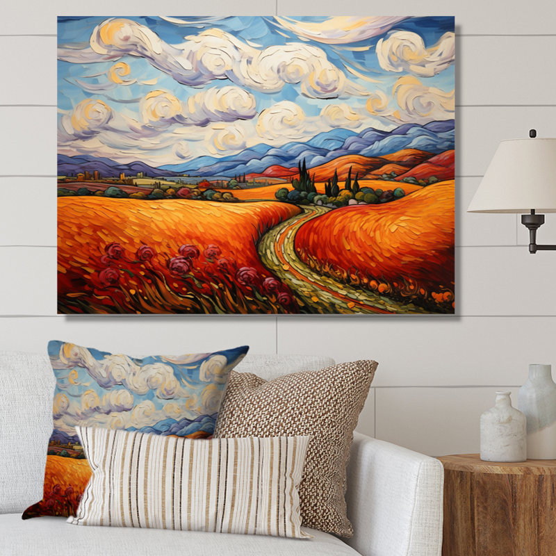 Vangogh Autumn Path IV - Vangogh, art mural, H 34 po x l 44 po x P 1,5 po, Toile tendue