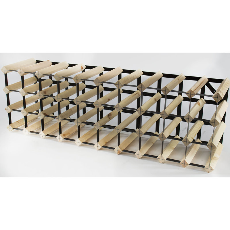 Felica 40 Bottle Floor Wine Bottle Rack, Natural Pine / Black Steel