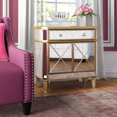 Acantha 32" H x 32" W 2-Door Mirrored Accent Cabinet