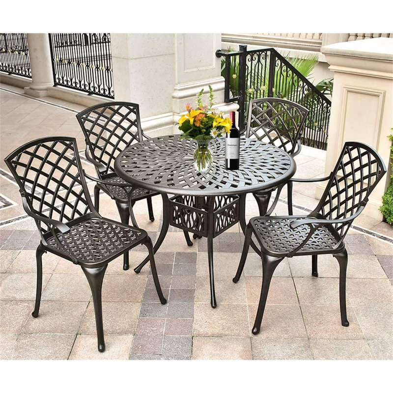 Aldos 4 - Person Patio Dining Set with Round Table