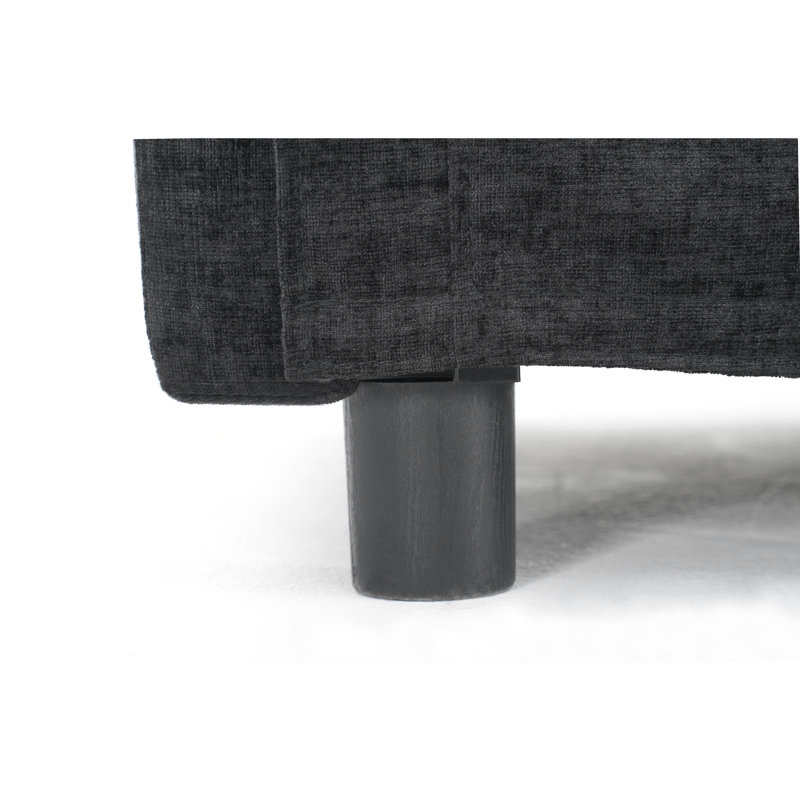 39.4" Modern Accent Chair with Ottoman, Living Room Club Chair Chenille Upholstered Armchair , Reading Chair for Bedroom, Black Chenille