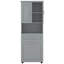Armoire de buanderie avec panier à linge inclinable et tiroir, armoire de rangement haute en bois avec portes et tablettes réglables, autoportante-1010618223