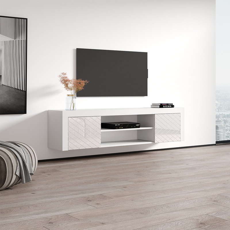 Meuble télé flottant blanc 70,9 po Dia, Blanc