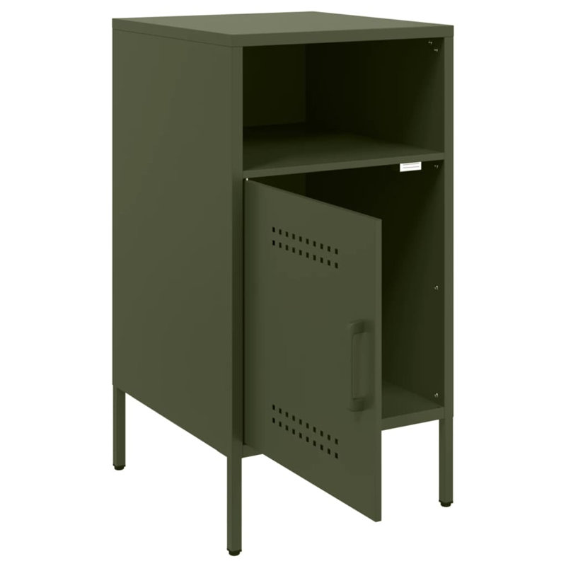 Bedside Cabinet 36x39x68 cm Steel, Olive Green