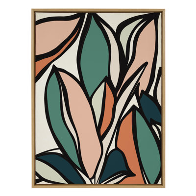 Colourful Plant Leaves Framed Canvas Wall Art