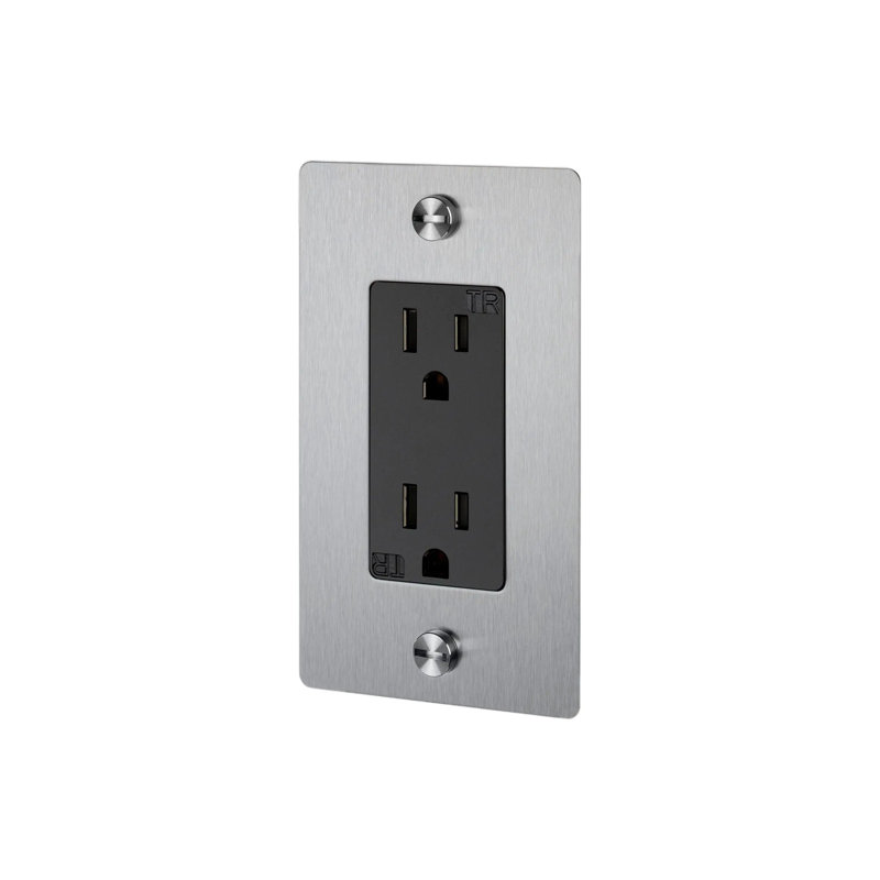 Prise de courant 1G / sans logo, Stainless Steel