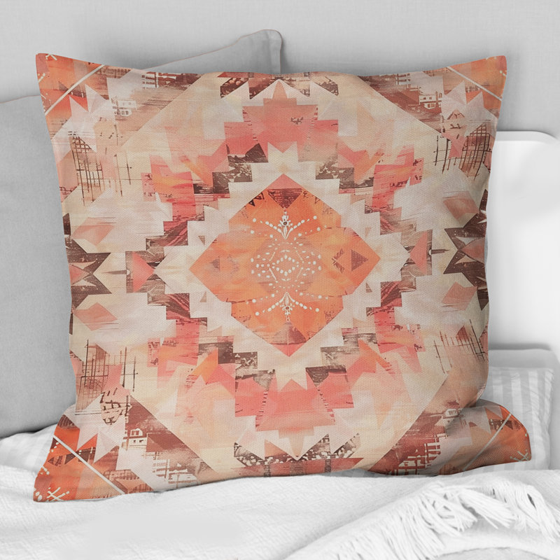 Motif pastel chaud Peach Boho Pastal II - Boho, Carrée, H 18 po x l 18 po
