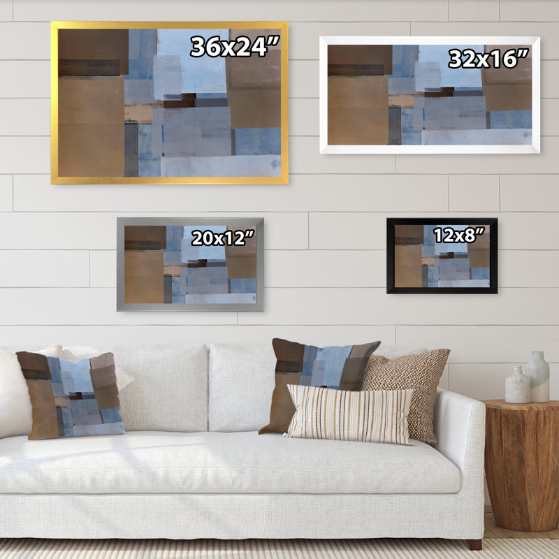 «Blue and Brown Colorfields», reproduction d'art sur toile, Impression noire sur toile encadrée, H 8 po x l 12 po x P 1 po