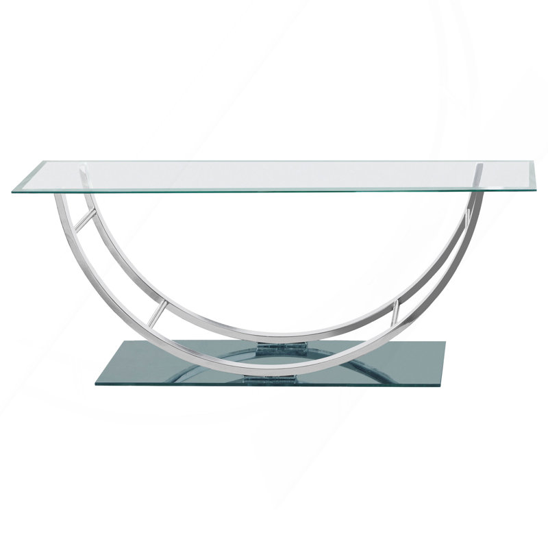 Chrome Rectangular U-Shaped Glass Top Coffee Table