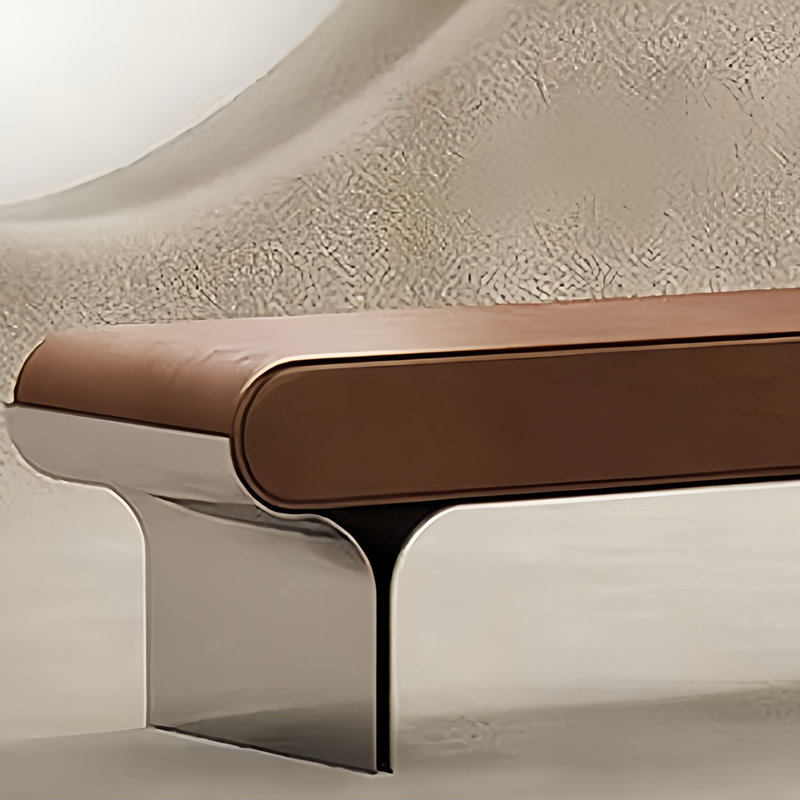 Banc rembourré en cuir de microfibre Pagas, H 17,71 po x l 55,11 po x P 15,74 po