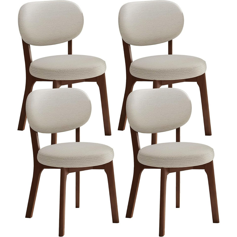 Ensemble de 4 chaises de salle à manger rembourrées, structure en bois massif de noyer et revêtement en tissu rayé