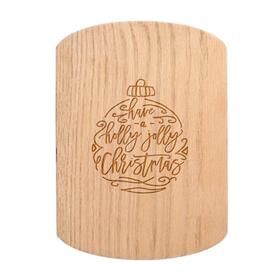 Holly Jolly Christmas Script Redwood Oval Cutting Board