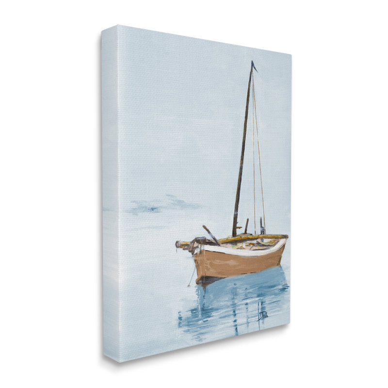Breakwater Bay, voilier et ondulations de l'eau, estampe numérique de Patricia Pinto, H 48 po x l 36 po x P 1,5 po