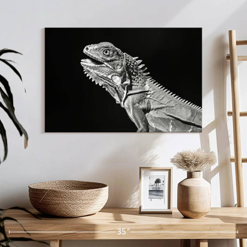Iguane monochrome, H 16 po x l 24 po