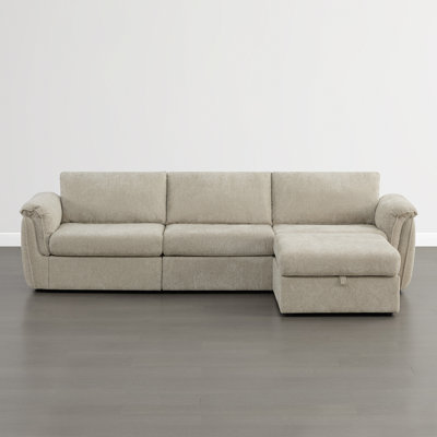 Elysion 122" W Modern 4-Piece Upholstered Modular Sectional Sofa With Ottoman