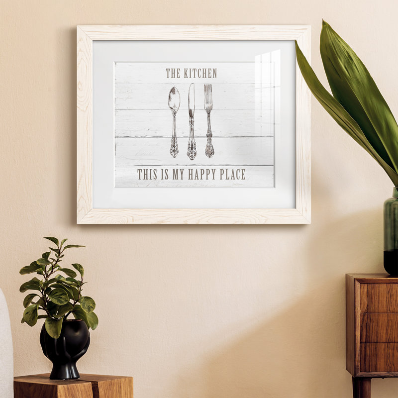 Kitchen Happy Place - peinture encadrée, Cadre blanc, H 24 po x l 18 po x P 1,5 po