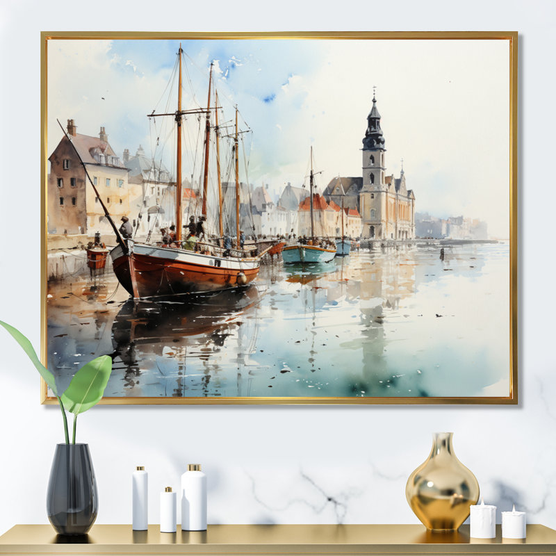 «Danemark Dutch Coastal Beauty II», reproduction sur toile, H 24 po x l 32 po x P 1 po, Cadre flottant doré