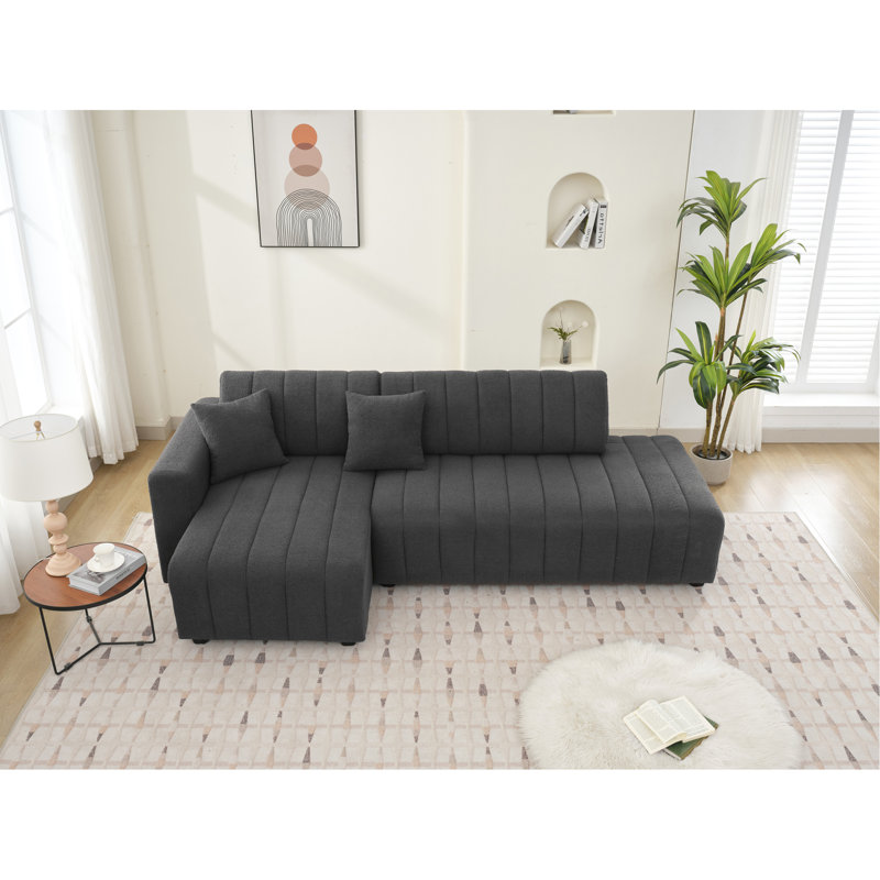 Canapé modulaire en laine Lamb, Gris foncé
