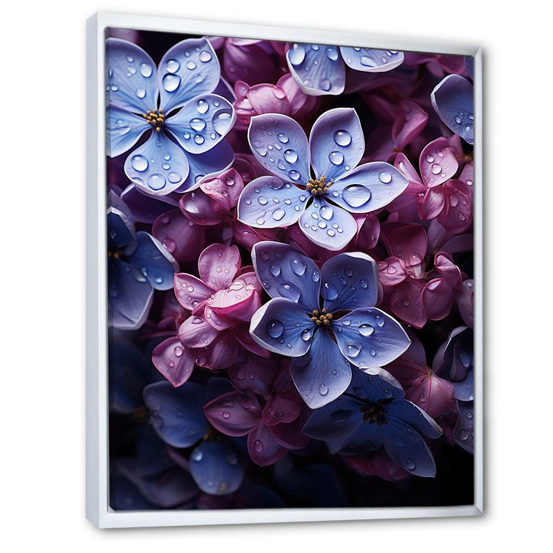 Lilas clair de lune chuchotant charme - lilas mur art salon, Cadre flottant blanc, H 20 po x l 12 po x P 1 po
