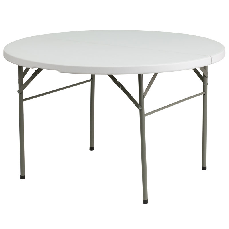 Round Bi-Fold Plastic Banquet and Event Folding Table with Carrying Handle