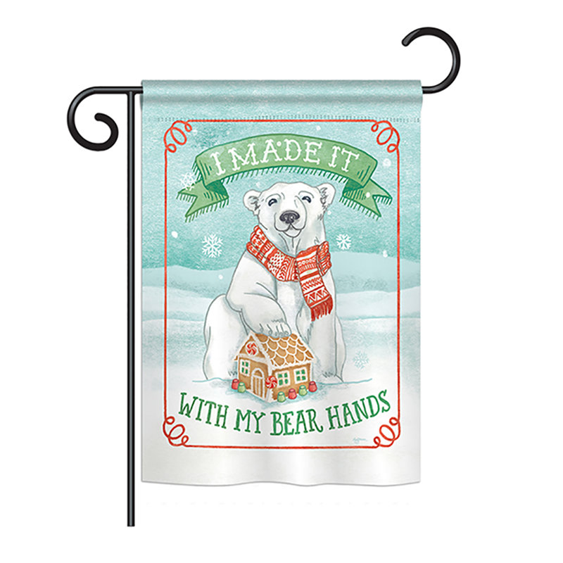 Drapeau maison / jardin Balig My Bear Hands 18,5 x 13 po, Polyester, Vert clair