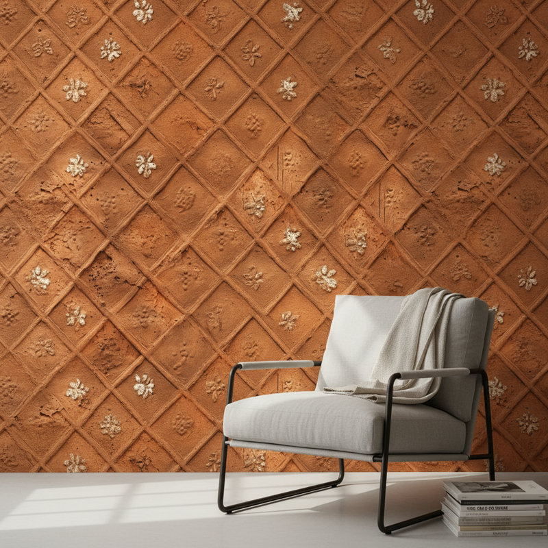 Papier peint texturé géométrique rustique