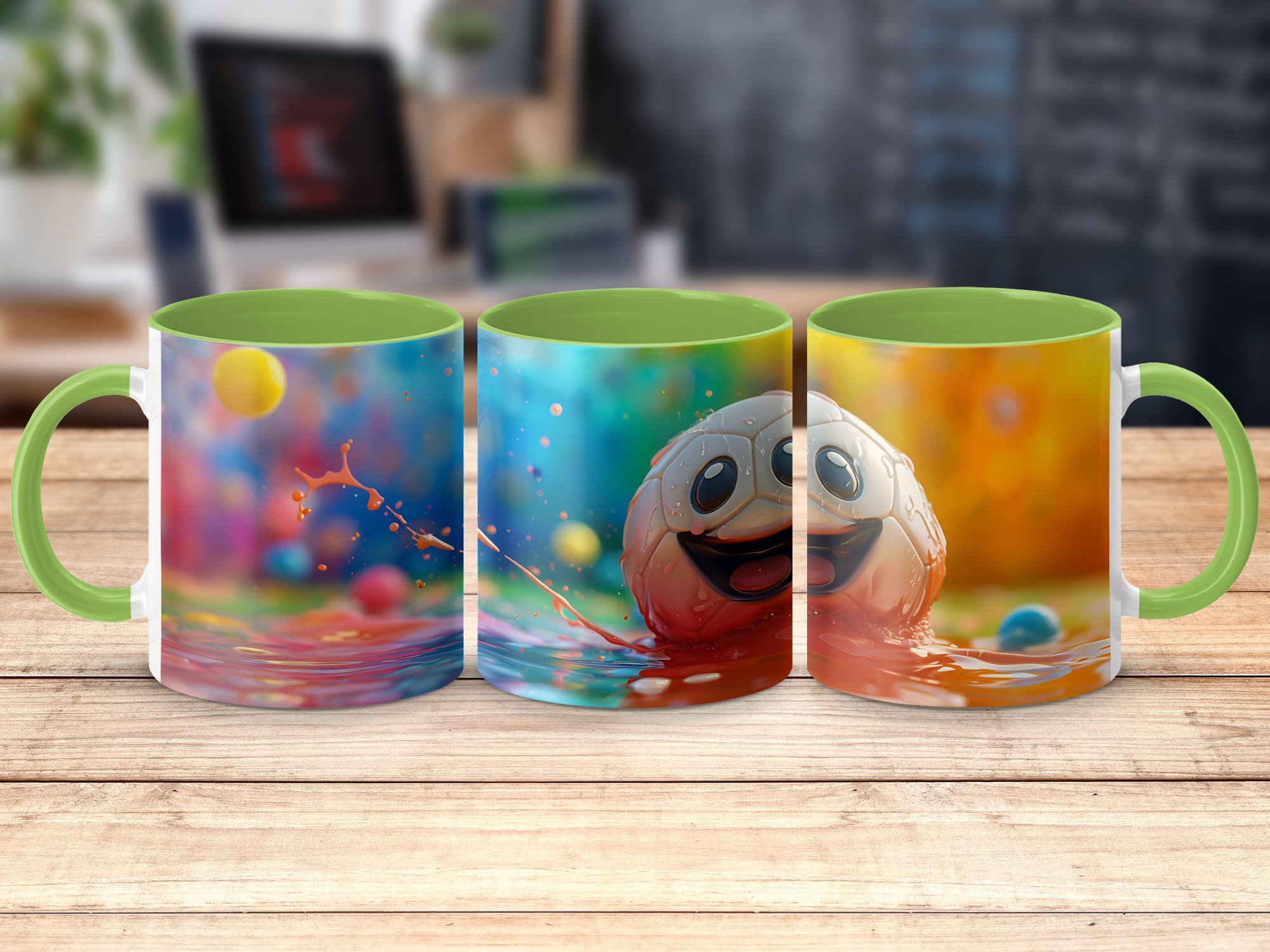 East Urban Home Set of 3 3D Design 11oz Accent Mugs – Ceramic Coffee ...