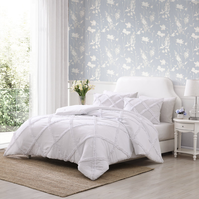 Ensemble d'édredon réversible Laura Ashley Norah, Édredon pour grand lit + 2 taies décoratives