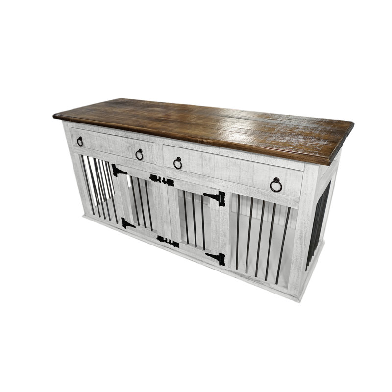 Caisse pour animaux Farmhouse, Moyen (H 35 po x l 76 po x P 25 po), Blanc vif moyen
