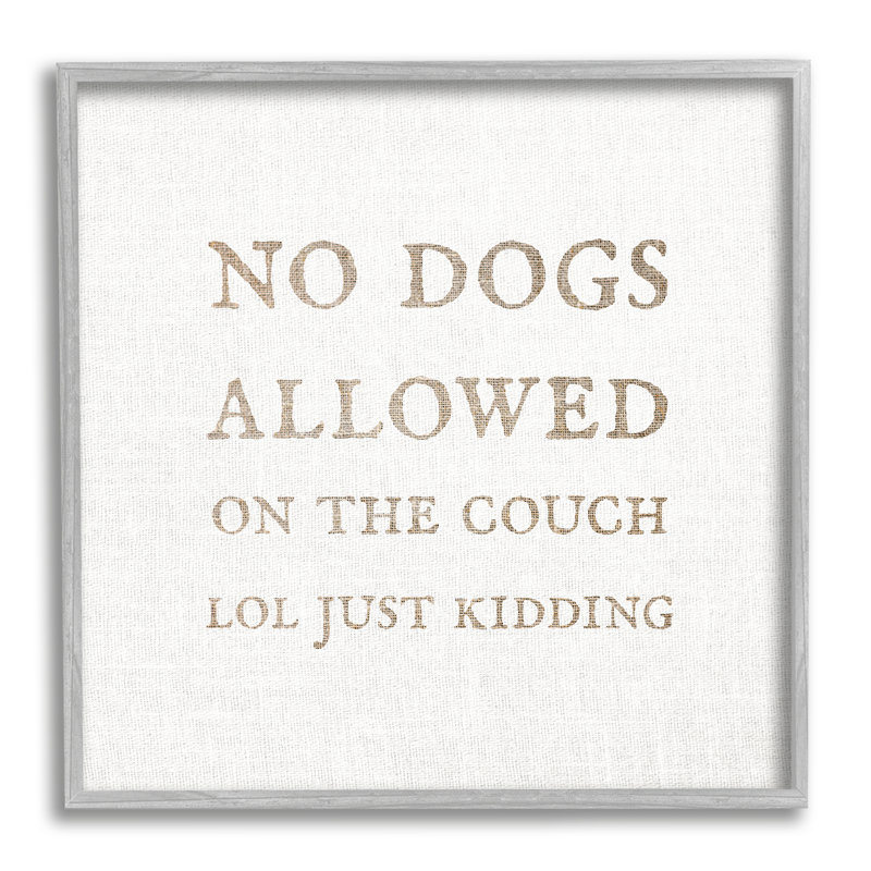 «No Dogs Permed Pet Humor», art mural texturé giclée par Daphne Polselli, Giclée encadrée noir minuit