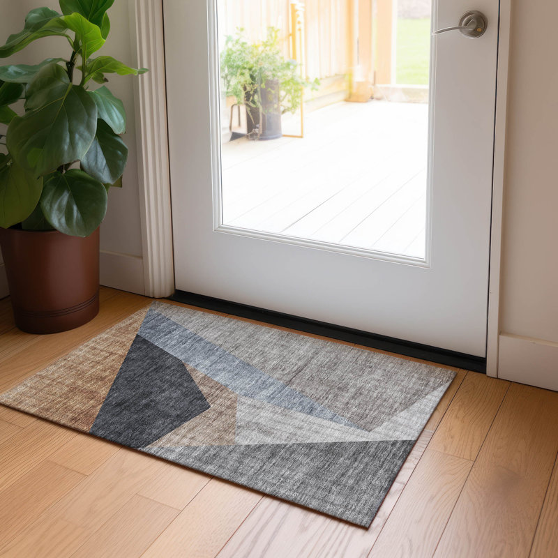 Karsyn Washable Abstract Indoor / Outdoor Rug, Rectangle 1'8" x 2'6"
