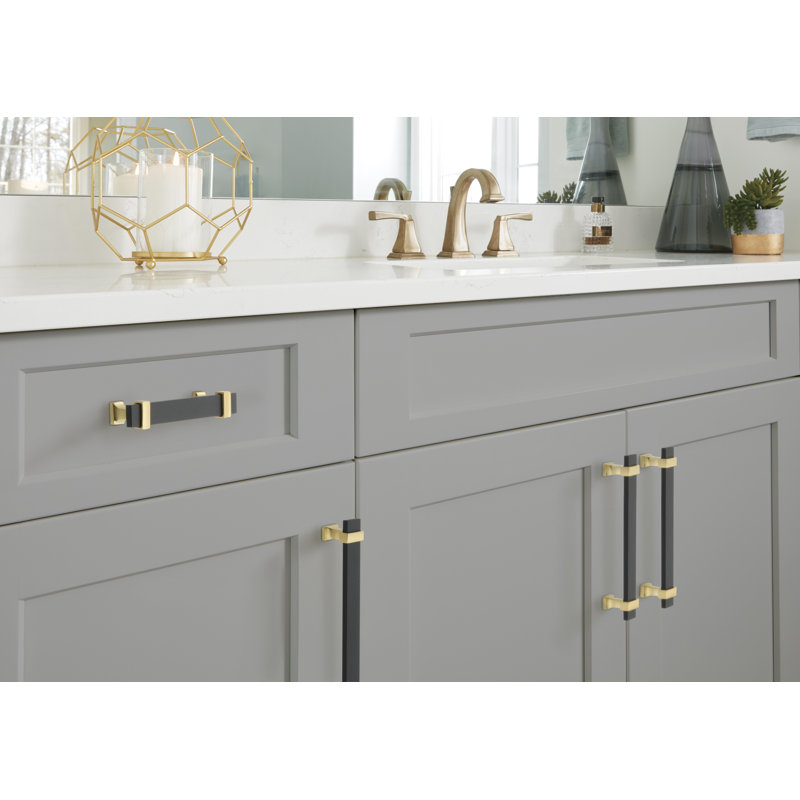 6-5/16 inch Brushed Gold and Black Bar Cabinet Pull